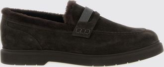 Brunello Cucinelli Mocassini Penny in camoscio con monile e fodera in shearling