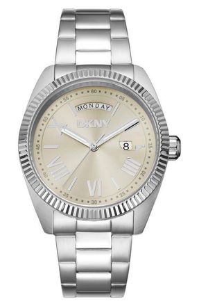 DKNY Day Date Bracelet Watch, 40mm in Gray at Nordstrom