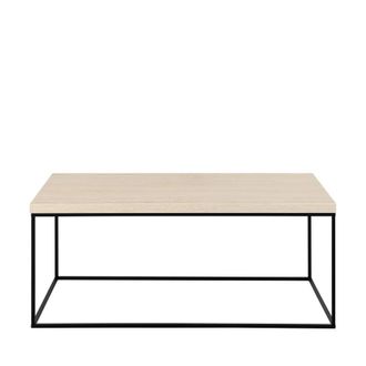 DRAWER Mesa de centro con efecto travertino y metal 110x50cm - beige