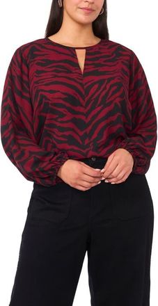 Vince Camuto Animal Print Keyhole Neck Top in Boysenberry at Nordstrom, Size 2 X