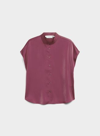 Contemporaine Womens Flowy satin cap-sleeve blouse
