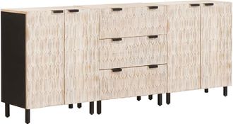 vidaXL Aparador 3 Uds. 60 X 33 X 75 Cm Madera De Mango Maciza Vidaxl