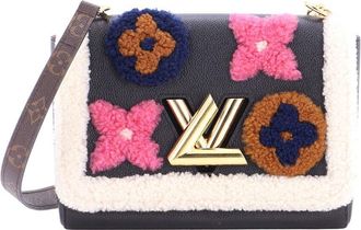 Louis Vuitton Black Leather & Monogram Teddy Shearling Twist Mm (Authentic Pre-Loved)