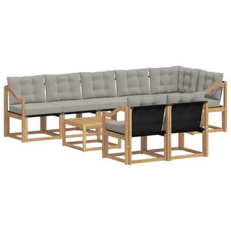 vidaXL Conjunto De Sof&aacute;s De Exterior 9 Pcs Blanco Y Gris Claro Vidaxl