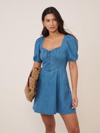 Nobody's Child Blue Denim Tulla Mini Denim Dress