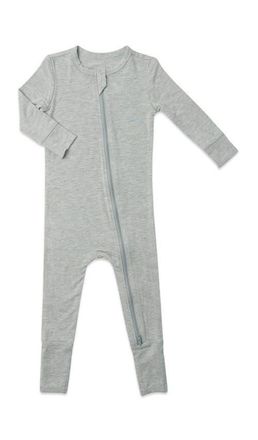 Everly Grey Convertible Romper Fitted Long Sleeve Pajama in Heather Grey Solid at Nordstrom, Size 18-24M