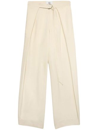 Ami layered wide-leg trousers - Neutrals