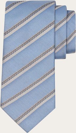 Ferragamo Men Regimental jacquard silk tie Blue