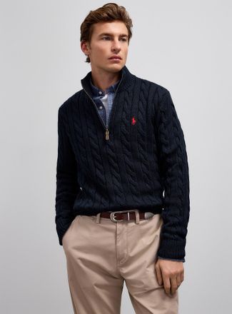 Polo Ralph Lauren Polo Shirt Ralph Lauren - Mens Twisted-cable zipped-collar sweater