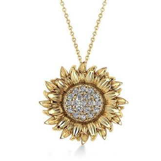 Allurez Sunflower Diamond Pendant Necklace 14k in 0.38Ct,yellow Gold at Nordstrom, Size 18