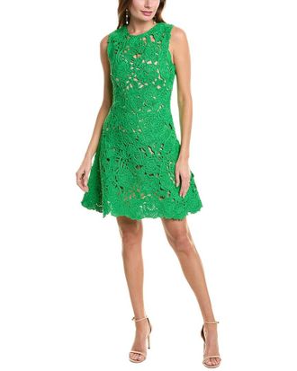 Oscar De La Renta Birdsnest Poppies A-Line Dress