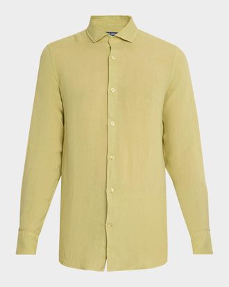 Frescobol Carioca Mens Antonio Linen Casual Button-Down Shirt
