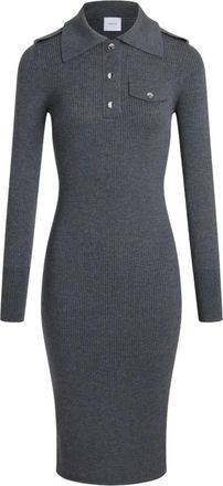 Patou Geribbelde polojurk - Grijs