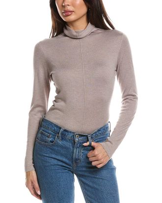 Fort&eacute; Cashmere Long Sleeve Seamed Funnel Neck Silk & Cashmere-Blend Sweater