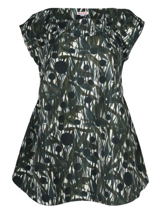 Marni Top smanicato con stampa astratta - Verde