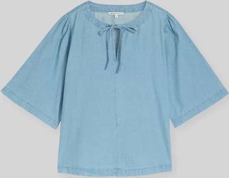 Tom Tailor Denim Relaxed Fit Bluse mit Schleifen-Detail in Hellblau, Gr&ouml;&szlig;e XS