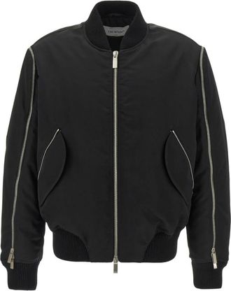Off-white Arrow Geborduurde Bomberjack met Rits - Heren - Bomber jackets - Zwart - M - Polyester - Jassen
