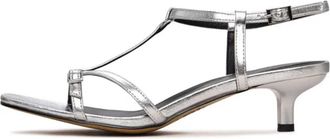 Cesare Gaspari Glanzende Bandhakken - Zilver - Dames - Sandalen met hakken - Grijs - 41 EU - Leer - Schoenen