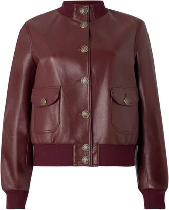 Twinset Jassen, Dames, Bruin, S, Leer, Bomberjack