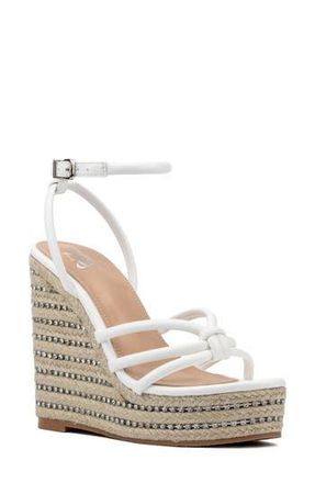 New York & Company Electra Platform Wedge Espadrille Sandal in White at Nordstrom Rack, Size 7.5