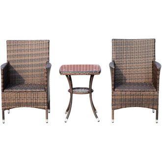 OUTSUNNY Mobili da Giardino Rattan Set Tavolino e Sedie da Giardino - Outsunny