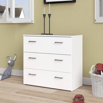 Dmora Dmora Commode &Agrave; Trois Tiroirs Avec Poign&eacute;es, Couleur Blanche, 74 X 69 X 36 Cm