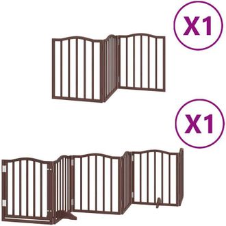 vidaXL Puerta De Perros Plegable 9 Paneles Madera &Aacute;lamo Marr&oacute;n 450 Cm Vidaxl