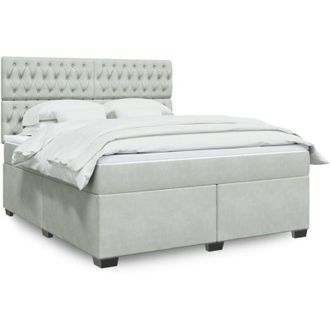 vidaXL Vidaxl - Cama Box Spring Con Colch&oacute;n Terciopelo Gris Claro 180x200 Cm