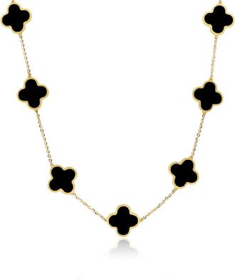 The Lovery Large Onyx Clover Necklace
