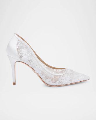 Badgley Mischka Rania 85MM Lace Stiletto Heel Pumps