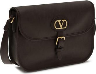 Valentino Garavani Mens Brown Calf Leather Bos Taurus Shoulder Bag