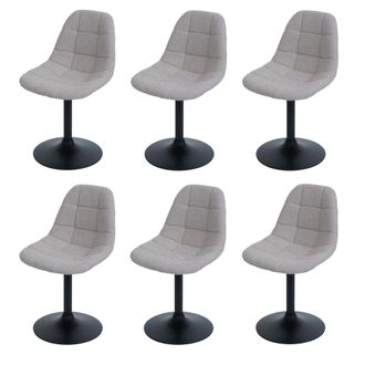 Hhg Hhg - Lote De 6 Silla De Comedor 842, Silla De Cocina Silla Giratoria, Acero Mvg Tela/textil Boucl&eacute; (450g/m&sup2;), Topo