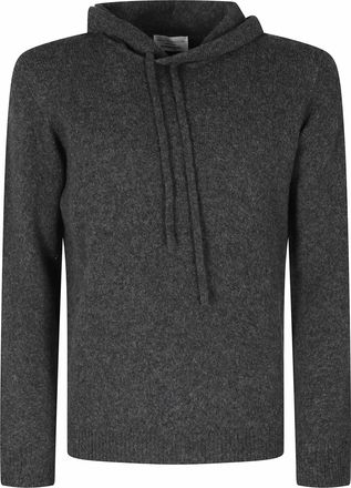 Roberto Collina Anthracite Hooded Tone-on-Tone Merino-Camel Blend Hoodie