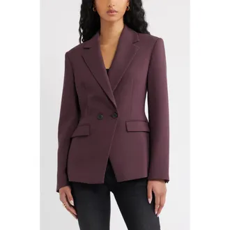 Open Edit Icon Twill Hourglass Blazer in Burgundy Fudge at Nordstrom, Size Xx-Small