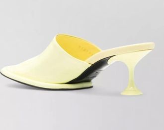 Sergio Rossi leather mules open toe unique heel design