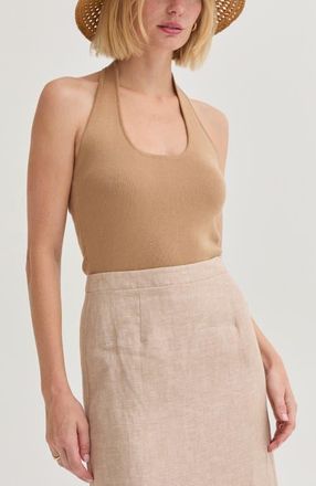 Crescent Halter Knit Top in Tan at Nordstrom, Size Medium