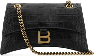 Balenciaga Black Leather Crush S Shoulder Bag