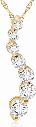 Pompeii3 1/2 Ct Lab Grown Diamond Journey Pendant in White or Yellow Gold