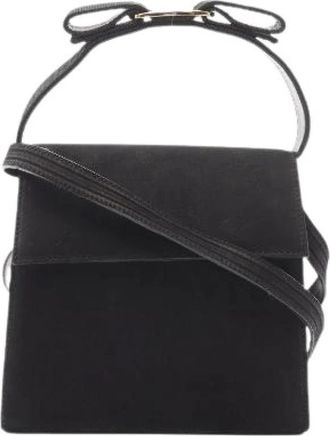 Ferragamo Pre-owned Vara Ribbon Suede 2way Handbag - Dames - Vintage Handtas - Zwart - ONE Size - Leer - Vintage
