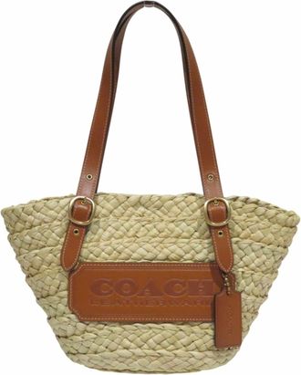 Coach Brown Straw Leather Tote Bag (Pre-Owned)