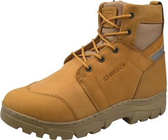 Generic Mens Leather Ankle Boots, Tan Nubuck, Memory Foam Cushioning, Lace-Up Combat Style with Rugged Outsole (Tan, One Size, UK Footwear Size System, Adult,
