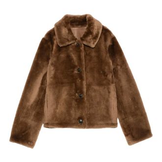 Yves Salomon Veste 55Cm - female - Yves Salomon - Faux Fur & Shearling Jackets - Brown - S - Jackets
