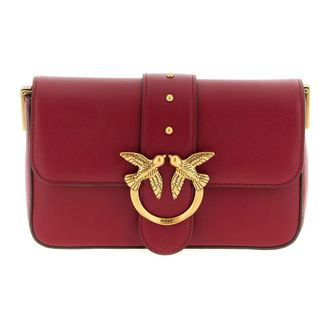Pinko Pinko, Tassen, Dames, Rood, ONE Size, Katoen, Mini Love Slouchy Schoudertas