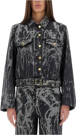 Ganni Heavy Denim Belted Jacket - Dames - Spijkerjassen - Zwart - S - Denim - Jassen
