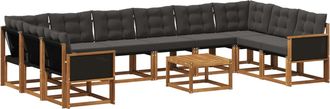 vidaXL Conjunto De Sof&aacute;s De Exterior 11 Uds. Natural Y Negro Vidaxl