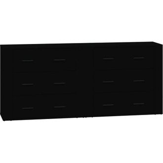 vidaXL Credenze 2 pz Nere in Legno Multistrato - Vidaxl