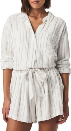 Splendid Gabrielle Stripe Button-Up Shirt in White/Fawn at Nordstrom Rack, Size X-Small