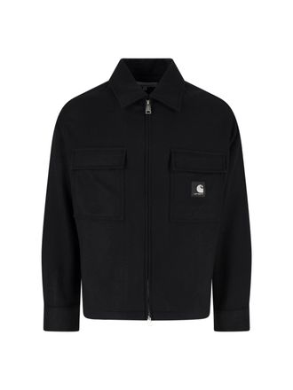 Carhartt Work in Progress Black Logo Patch Wool-Blend Zip Jacket