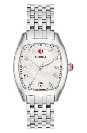 Michele Cushion Diamond Bracelet Watch, 40mm in Silver at Nordstrom Rack
