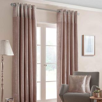Homescapes Homescapes - homecapes Blush Pink Nova Eyelet Curtain Pair 229 x 137cm (90 x 54)